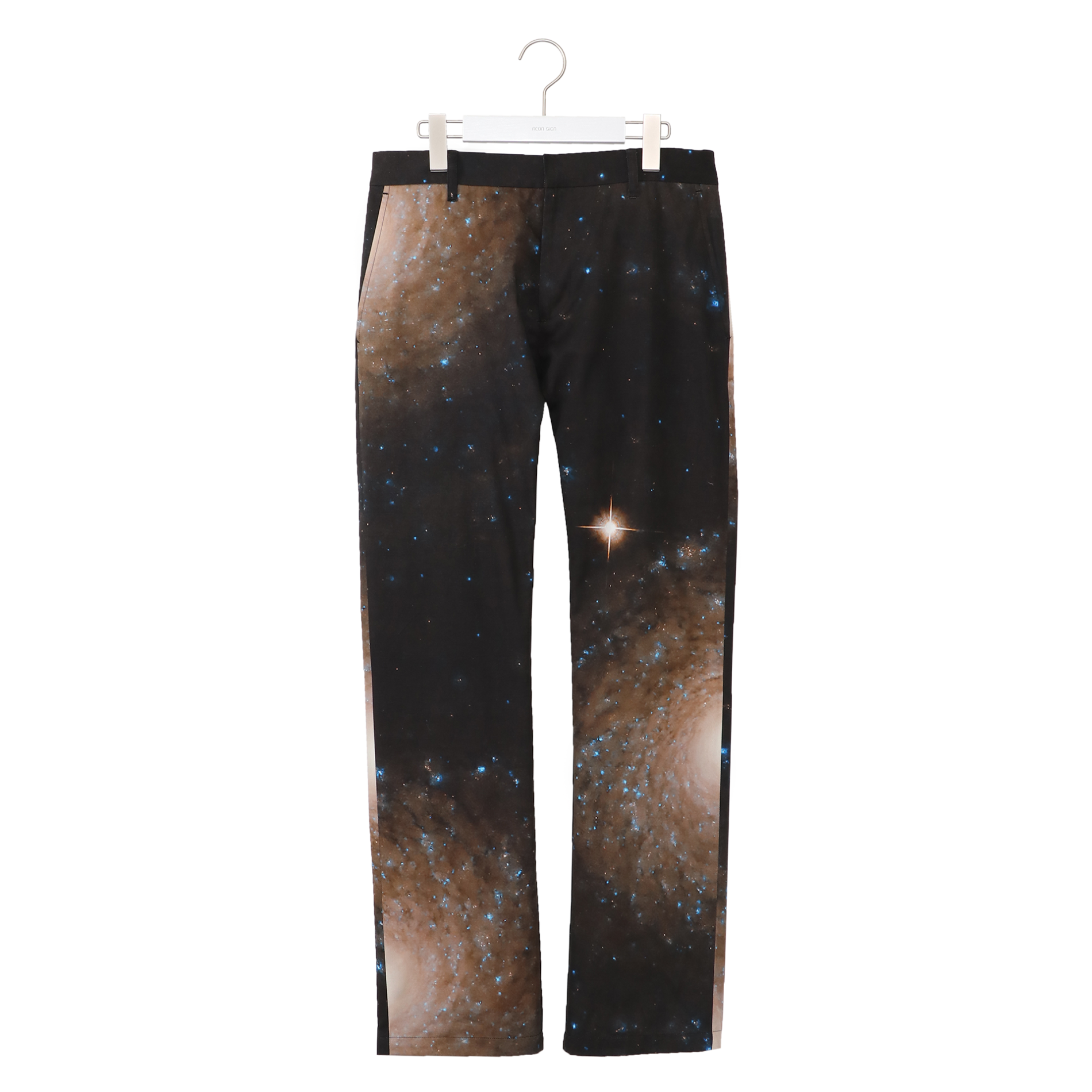 COSMO BARRED SPIRAL COTTON TWILL PANTS BLACK