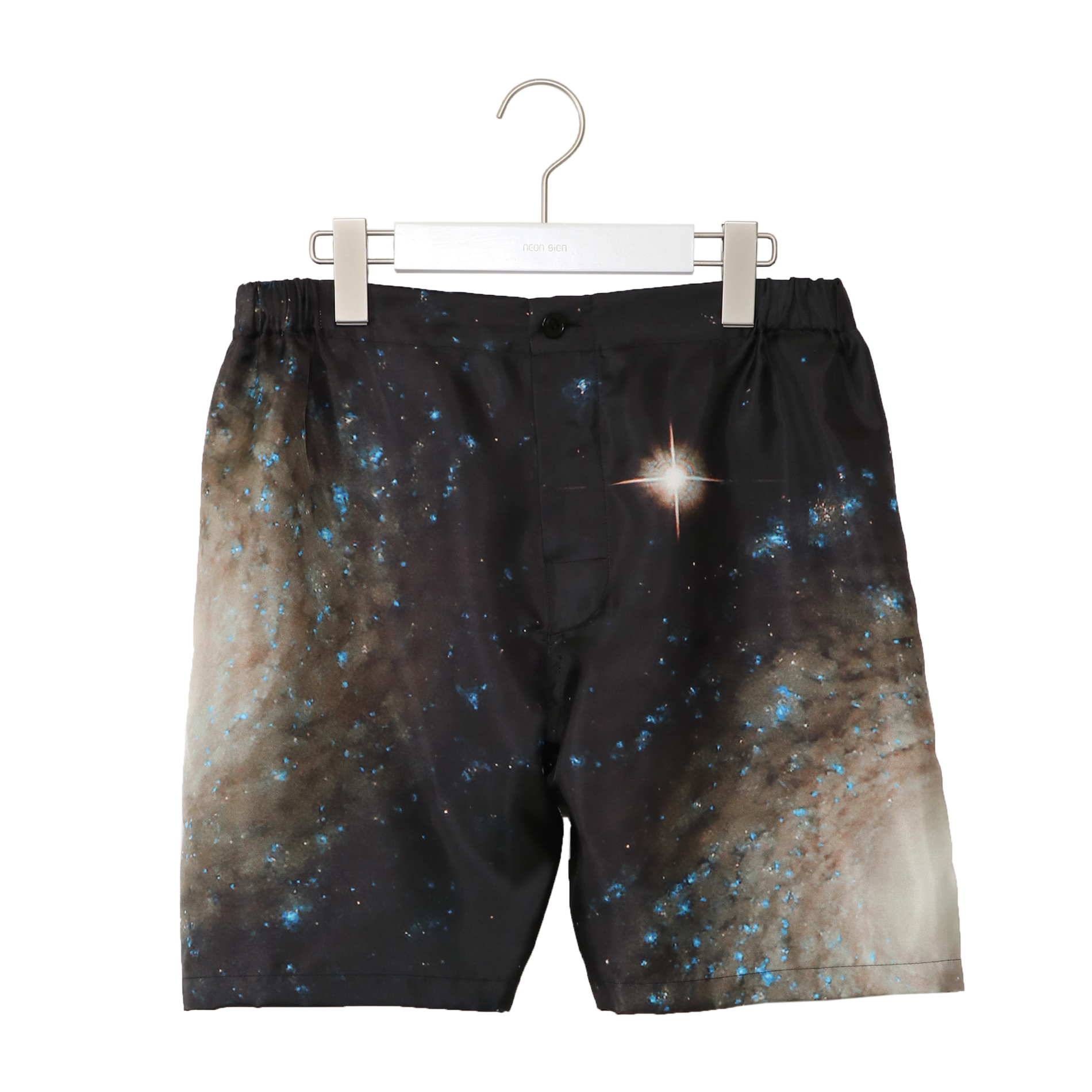 NEON SIGN COSMO BARRED SPIRAL SATIN TWILL SHORT PANTS BLK