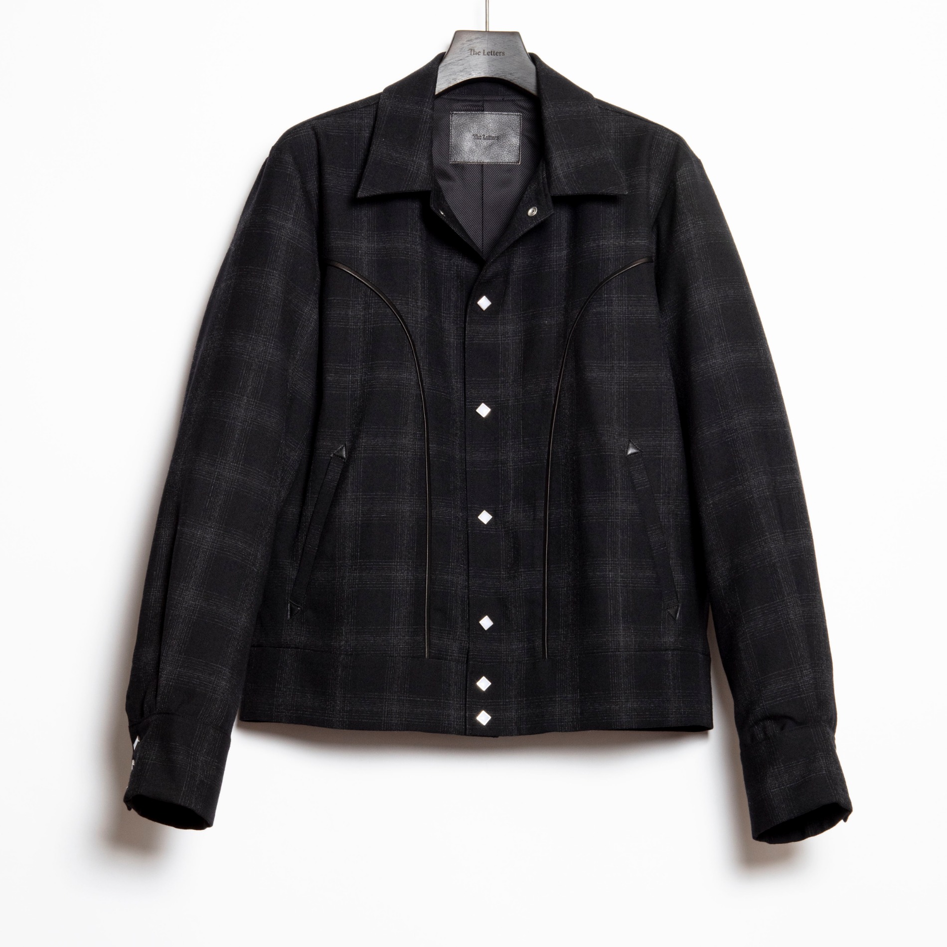 THE LETTERS WESTERN BOLERO JACKET OMBRE CHECK WOOL BLACK