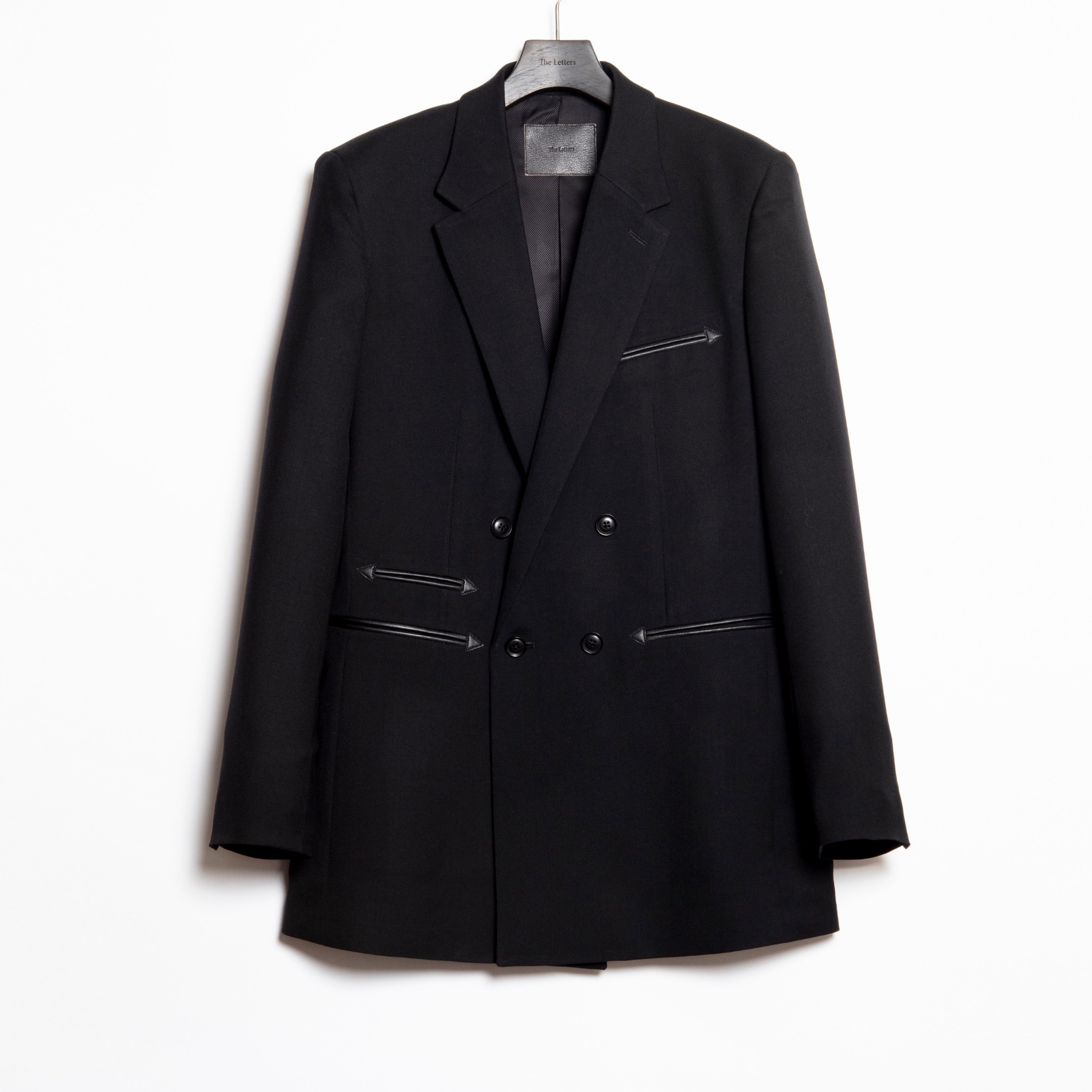 THE LETTERS DOUBLE BREASTED JACKET SERGE WOOL BLACK
