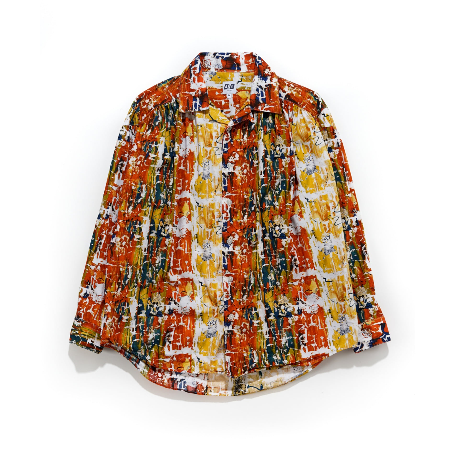 AW21 AIE / PAINTER SHIRT YELLOW ORANGE COTTON ABSTRACT