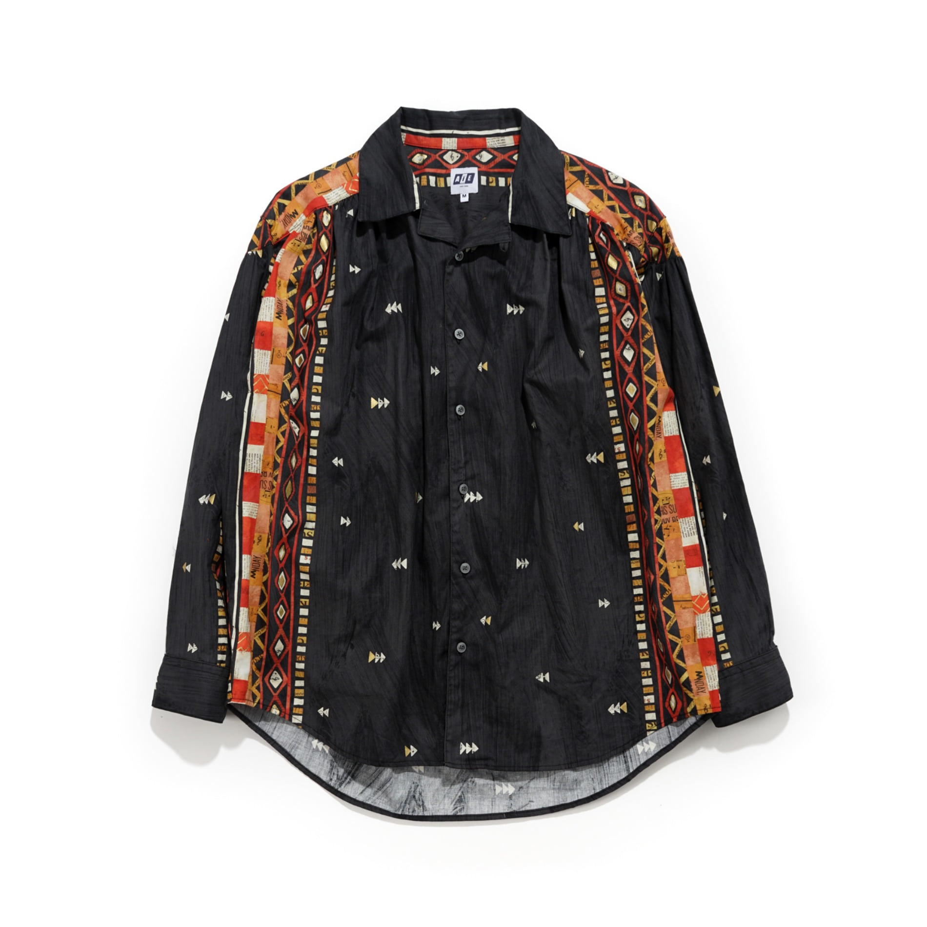 AW21 AIE / PAINTER SHIRT BLACK COTTON ABSTRACT STRIPE