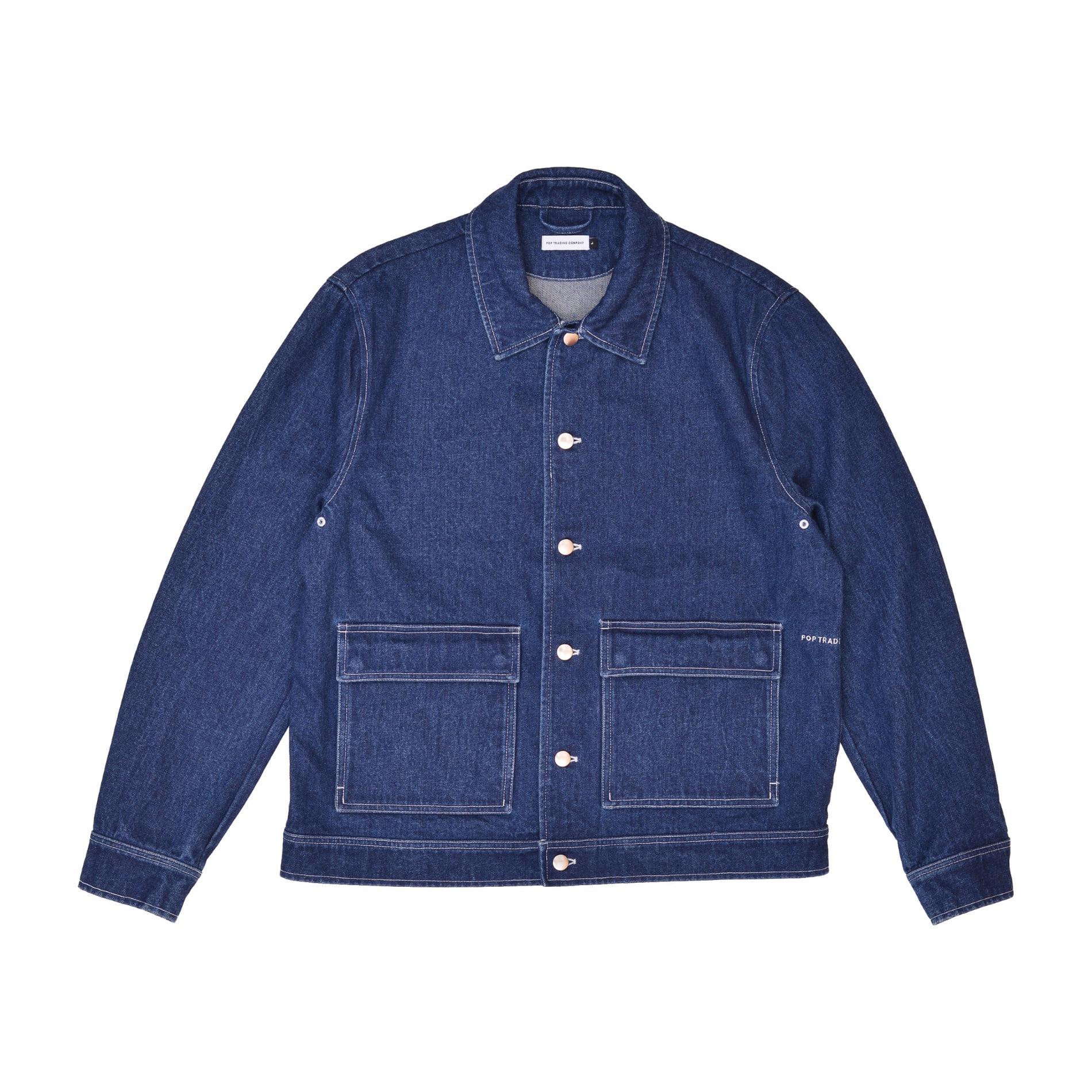 SS22 POP TRADING COMPANY FULL BUTTON JACKET RINSED DENIM