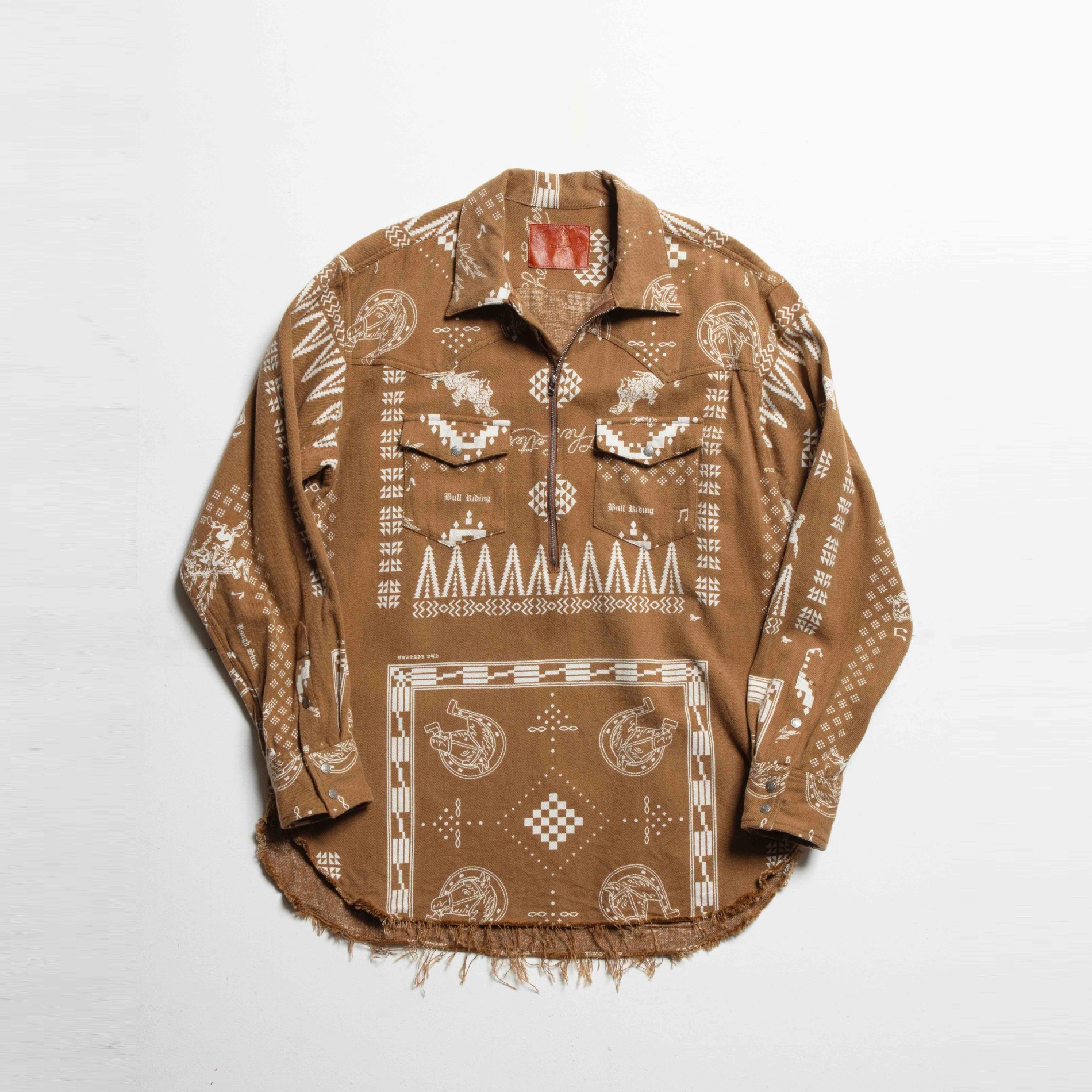 SS22 THE LETTERS WESTERN PULL OVER SHIRT BANDANA FLANNEL CAMEL