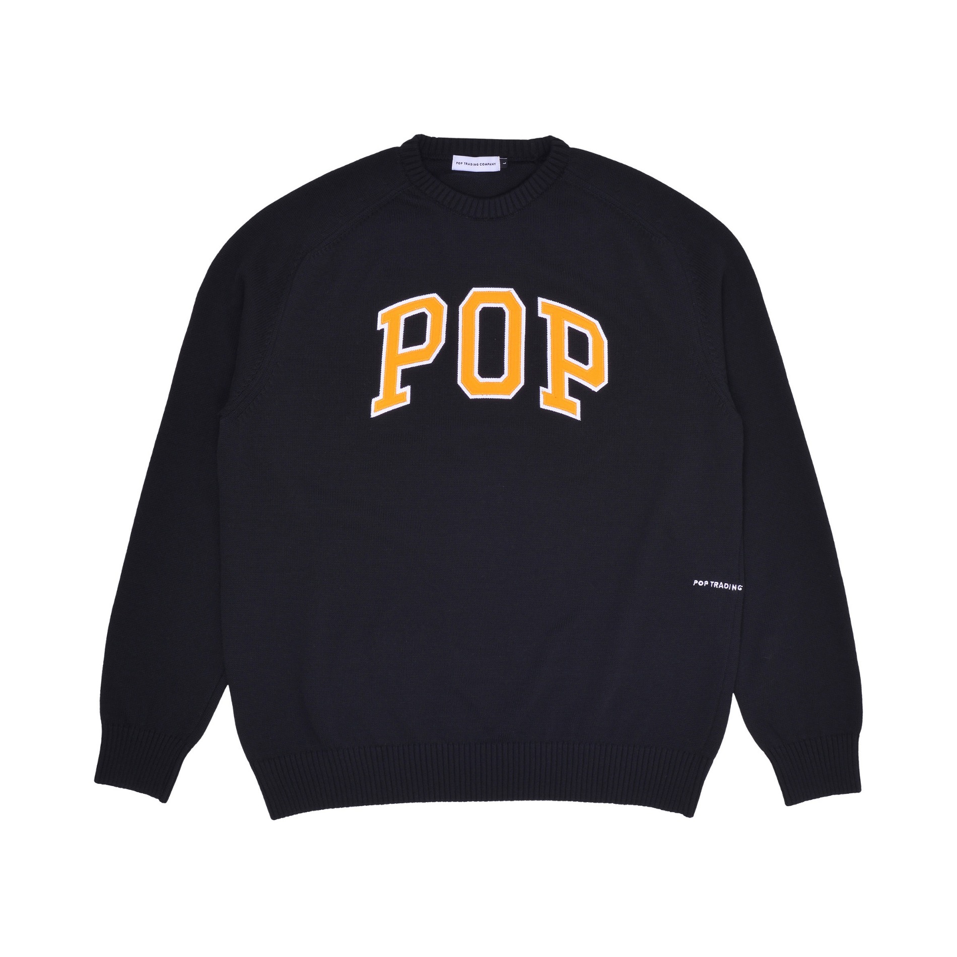 AW22 POP TRADING COMPANY ARCH KNITTED CREWNECK BLACK