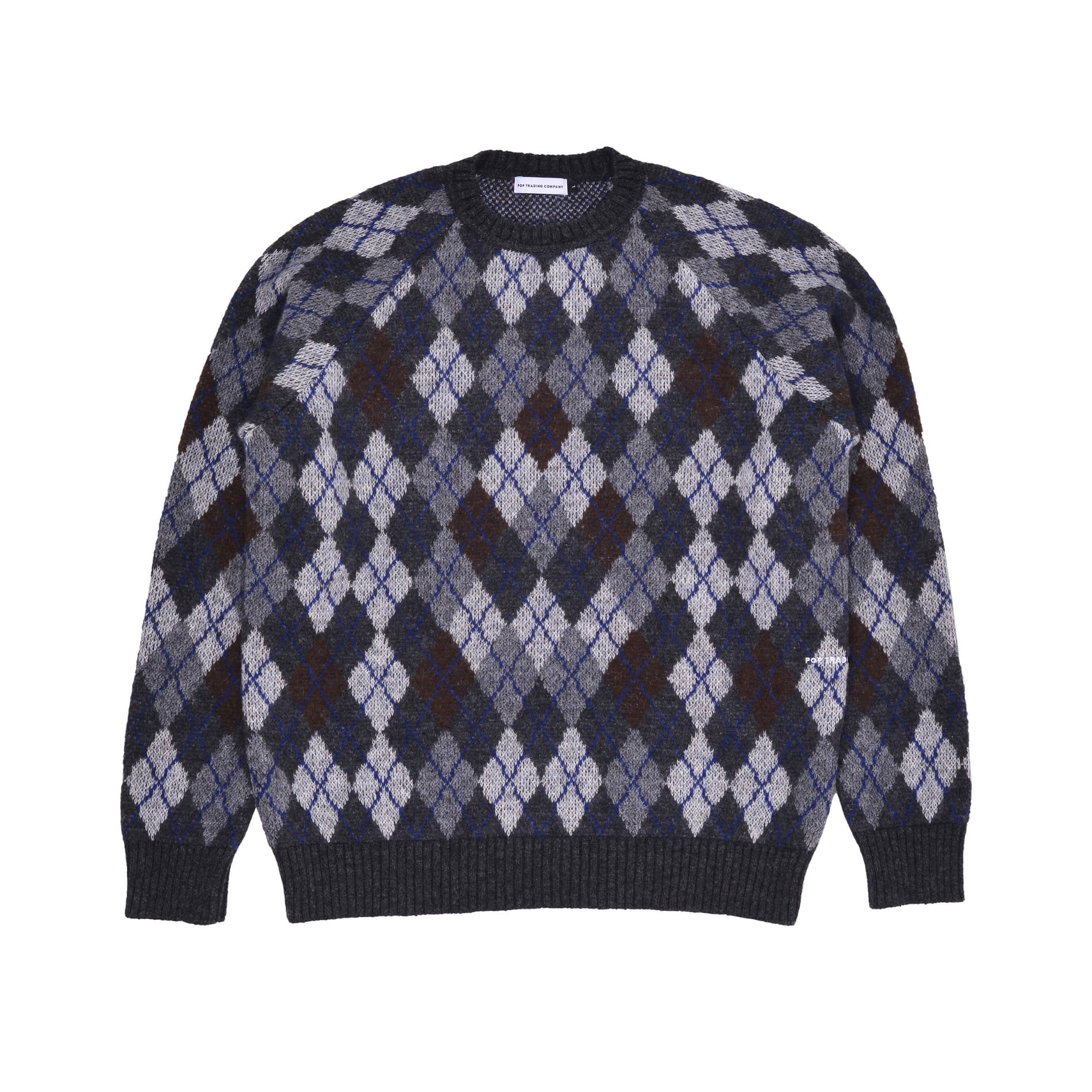 AW22 POP TRADING COMPANY BURLINGTON KNITTED CREWNECK ANTHRACITE