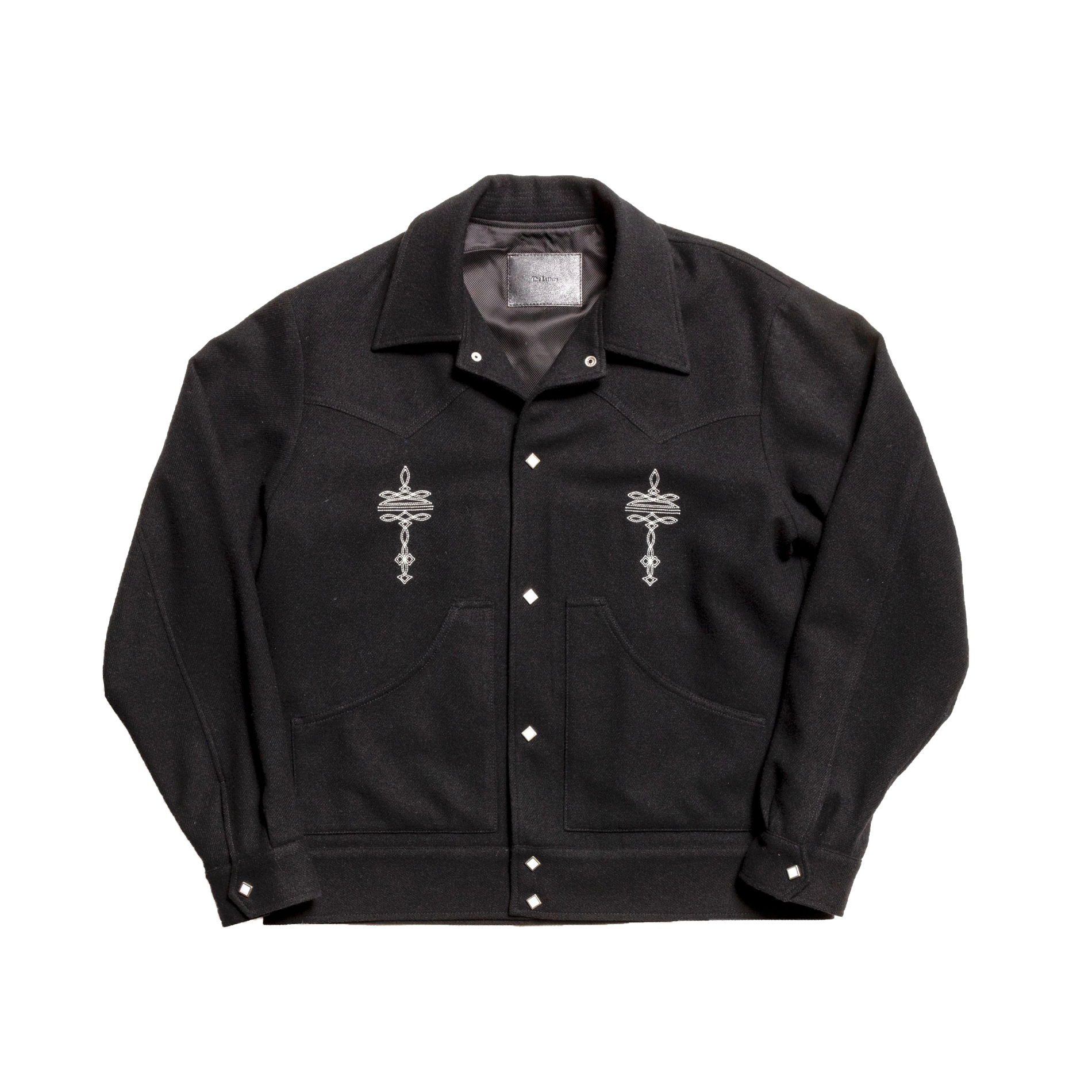 AW22 THE LETTERS WESTERN EMBROIDERY JACKET WOOL FLANNEL BLACK