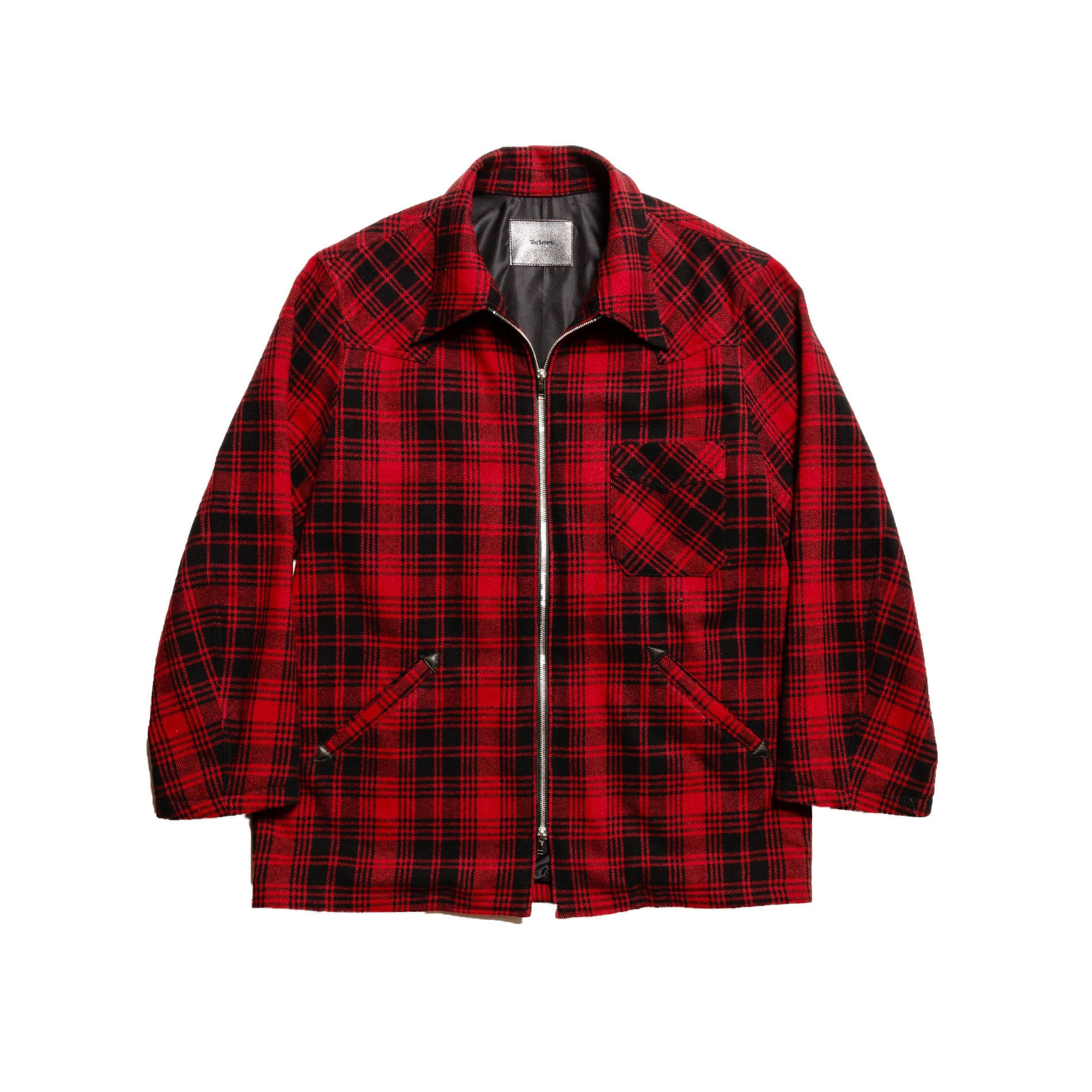 AW22 THE LETTERS WESTERN ZIP BLOUSON  WOOL FLANNEL CHECK RED