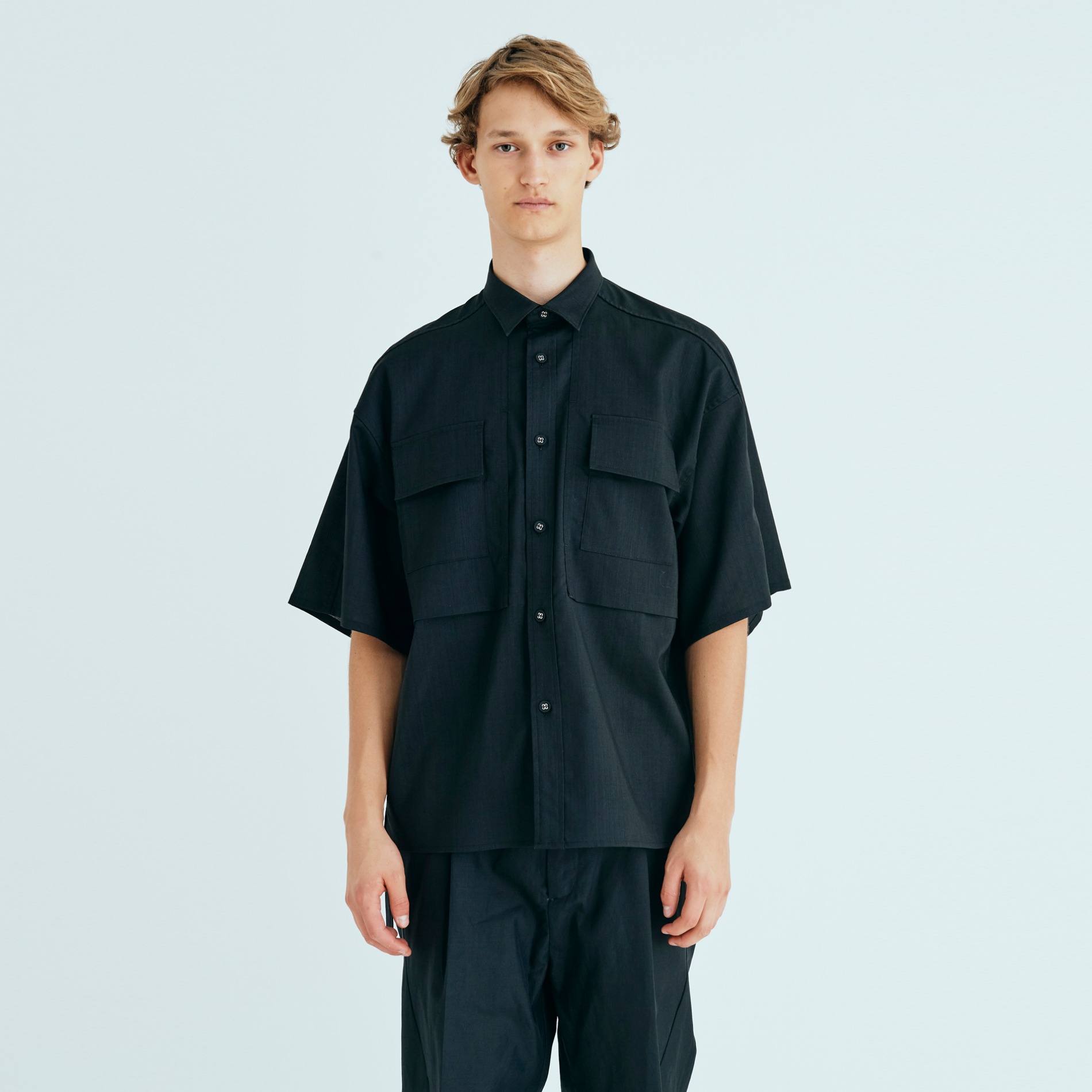 SS23 WHITE MOUNTAINEERING  SOLOTEX WIDE SLEEVE SHIRT BLACK