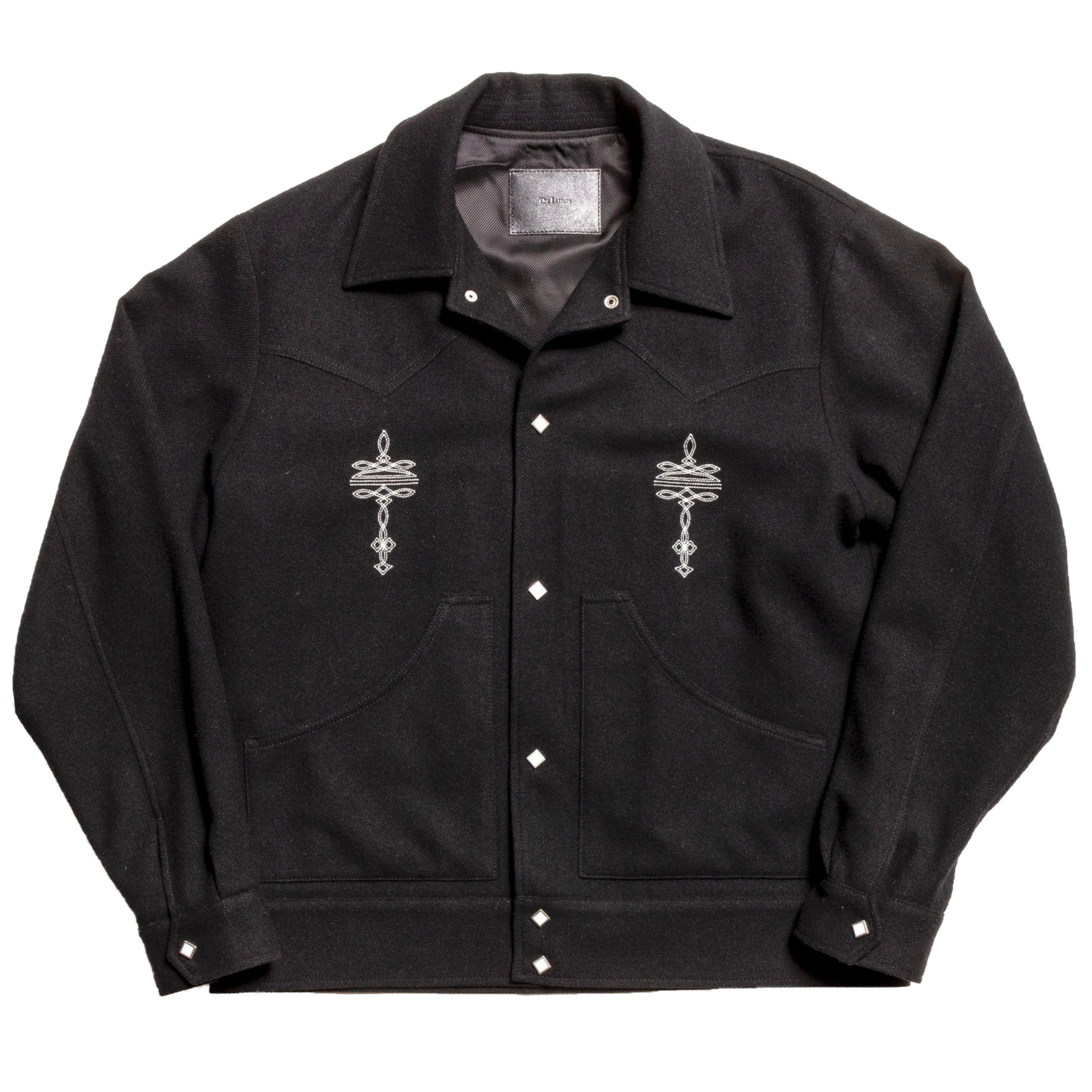 THE LETTERS WESTERN EMBROIDERY JACKET WOOL FLANNEL BLACK