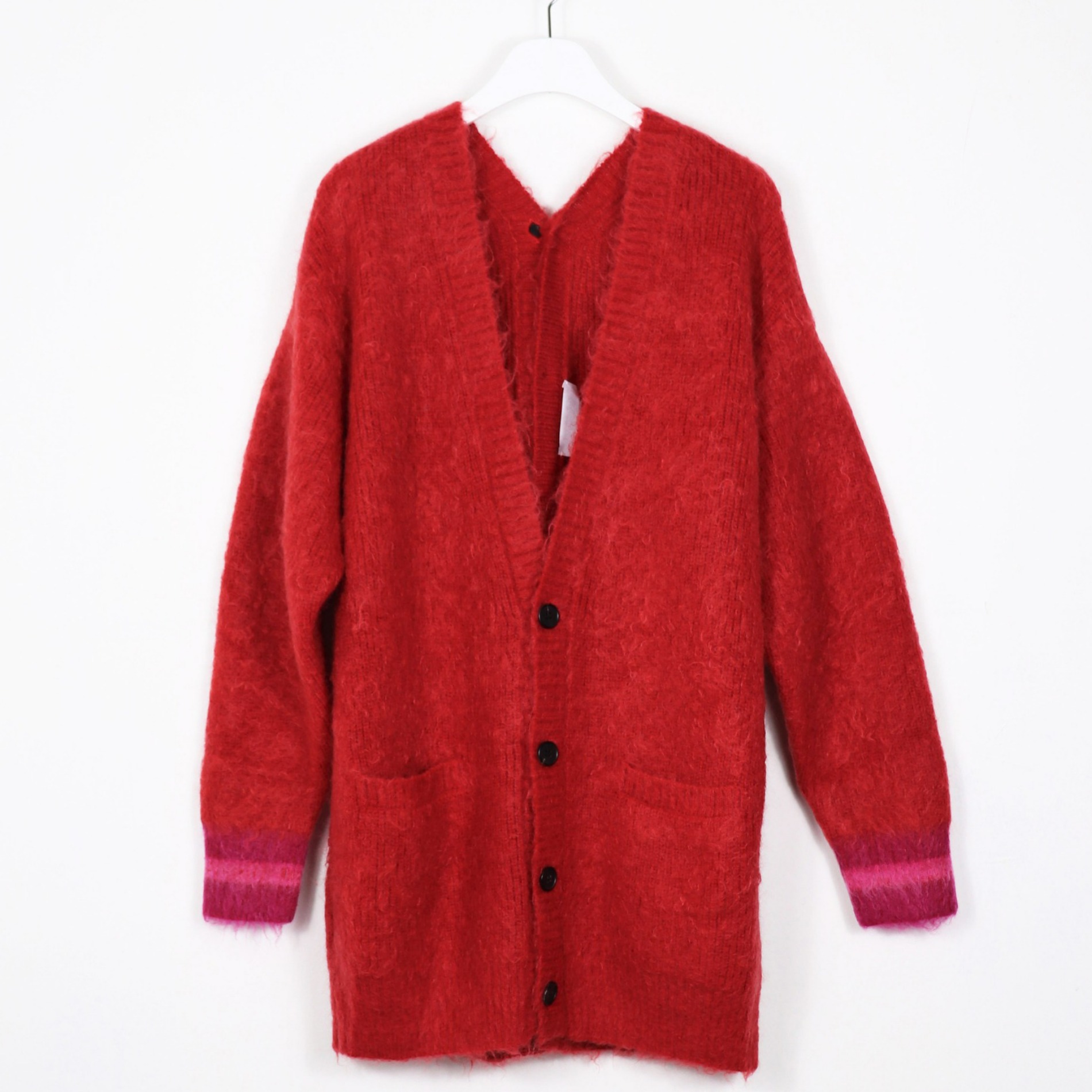 NEONSIGN  MOHAIR SWITCH F/F CARDIGAN RED