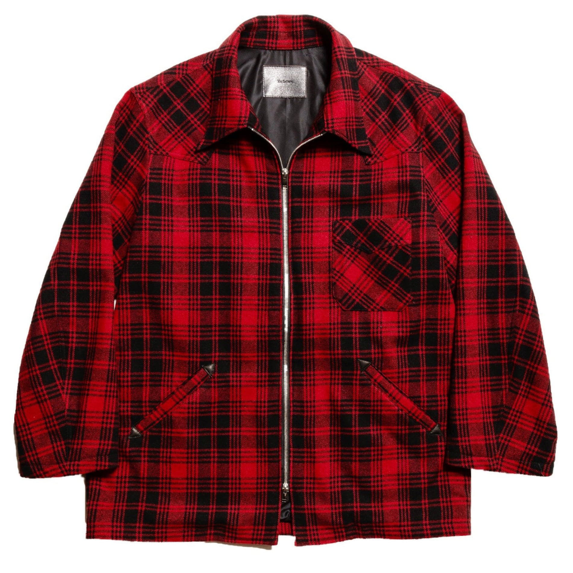 THE LETTERS WESTERN ZIP BLOUSON  WOOL FLANNEL CHECK RED