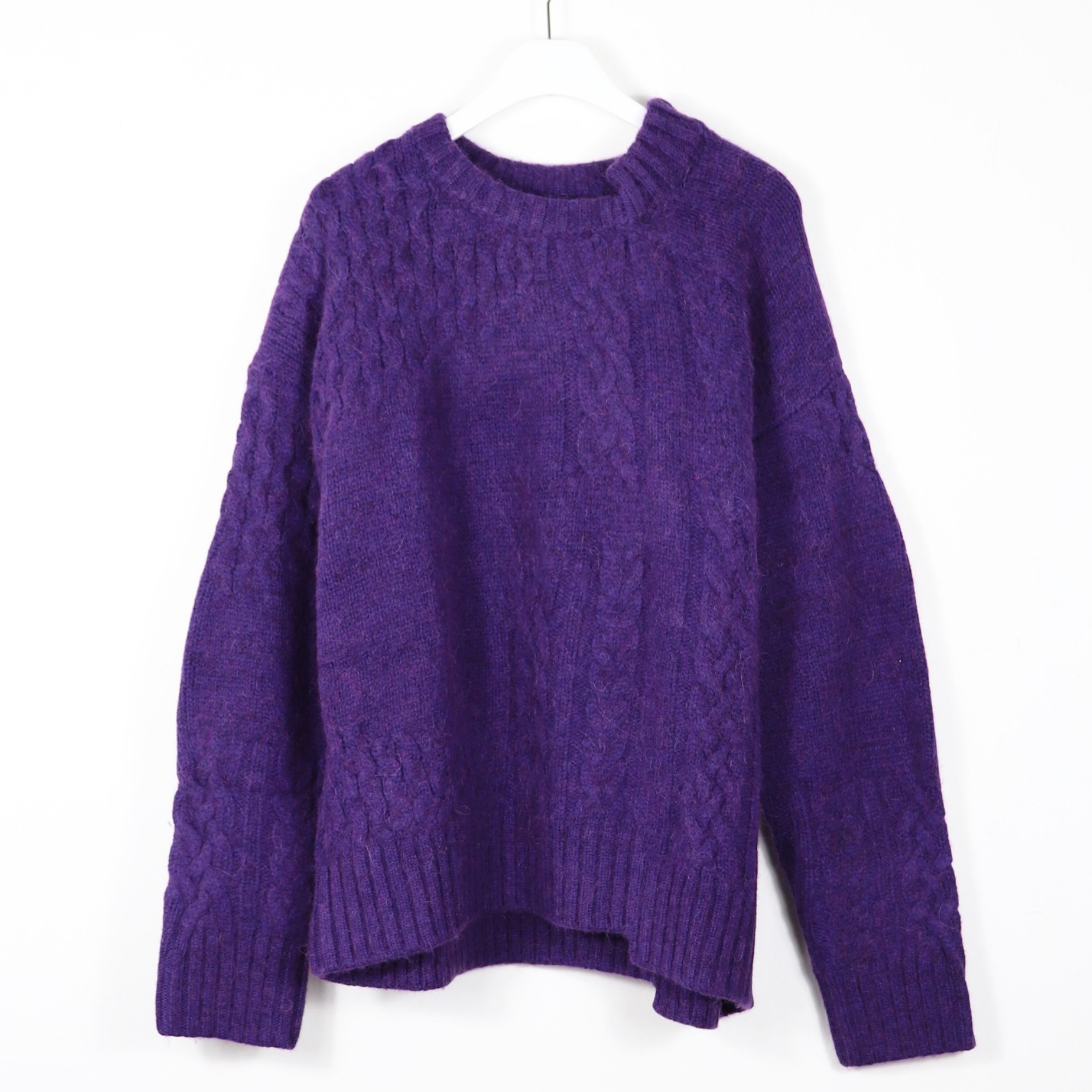 FENG CHEN WANG INTARSIA PULLOVER SWEATER PURPLE