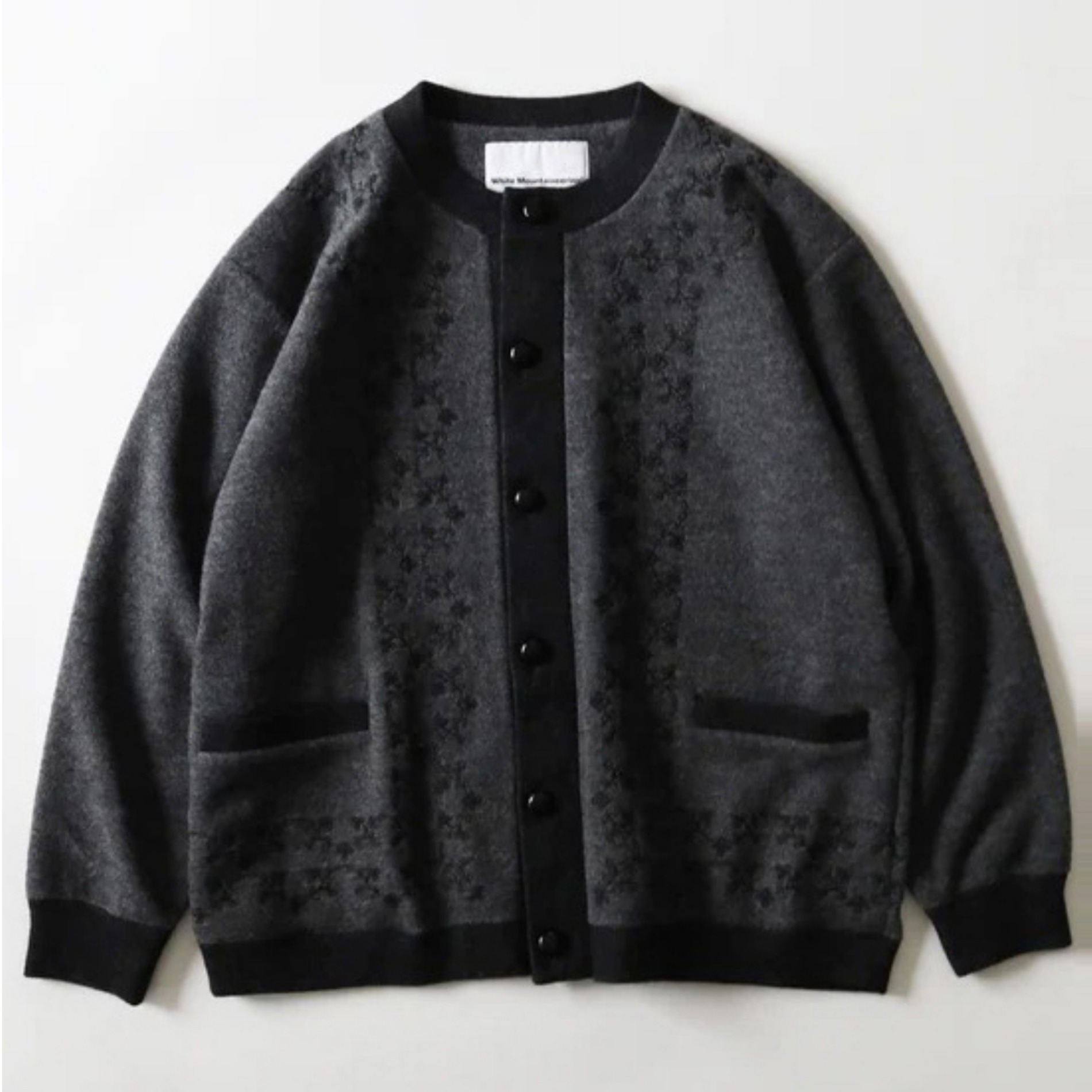 WHITE MOUNTAINEERING EMBROIDERY CARDIGAN CHARCOAL