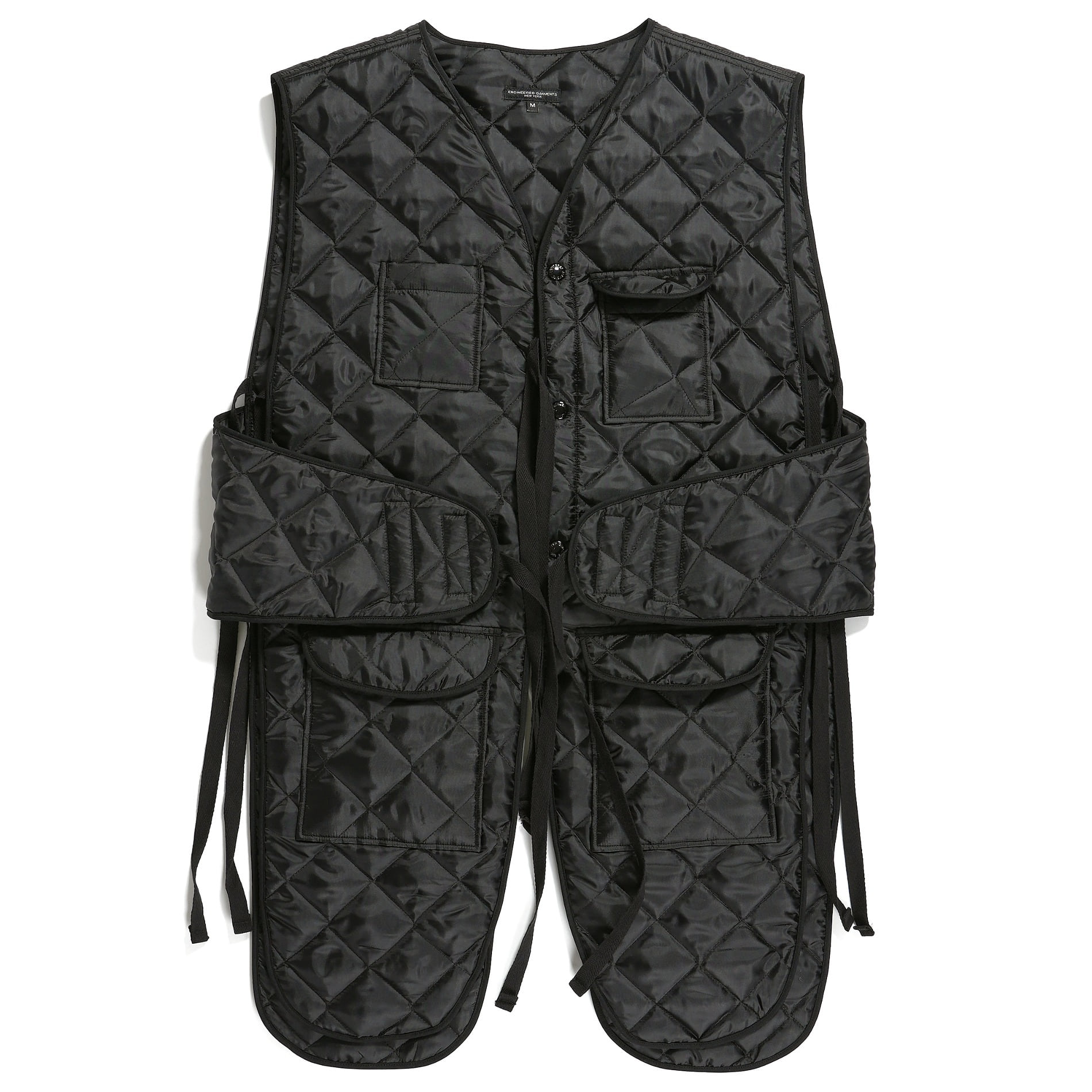 ENGINEERED GARMENTS LINER VEST BLACK DIAMOND QUILTED POLYESTER