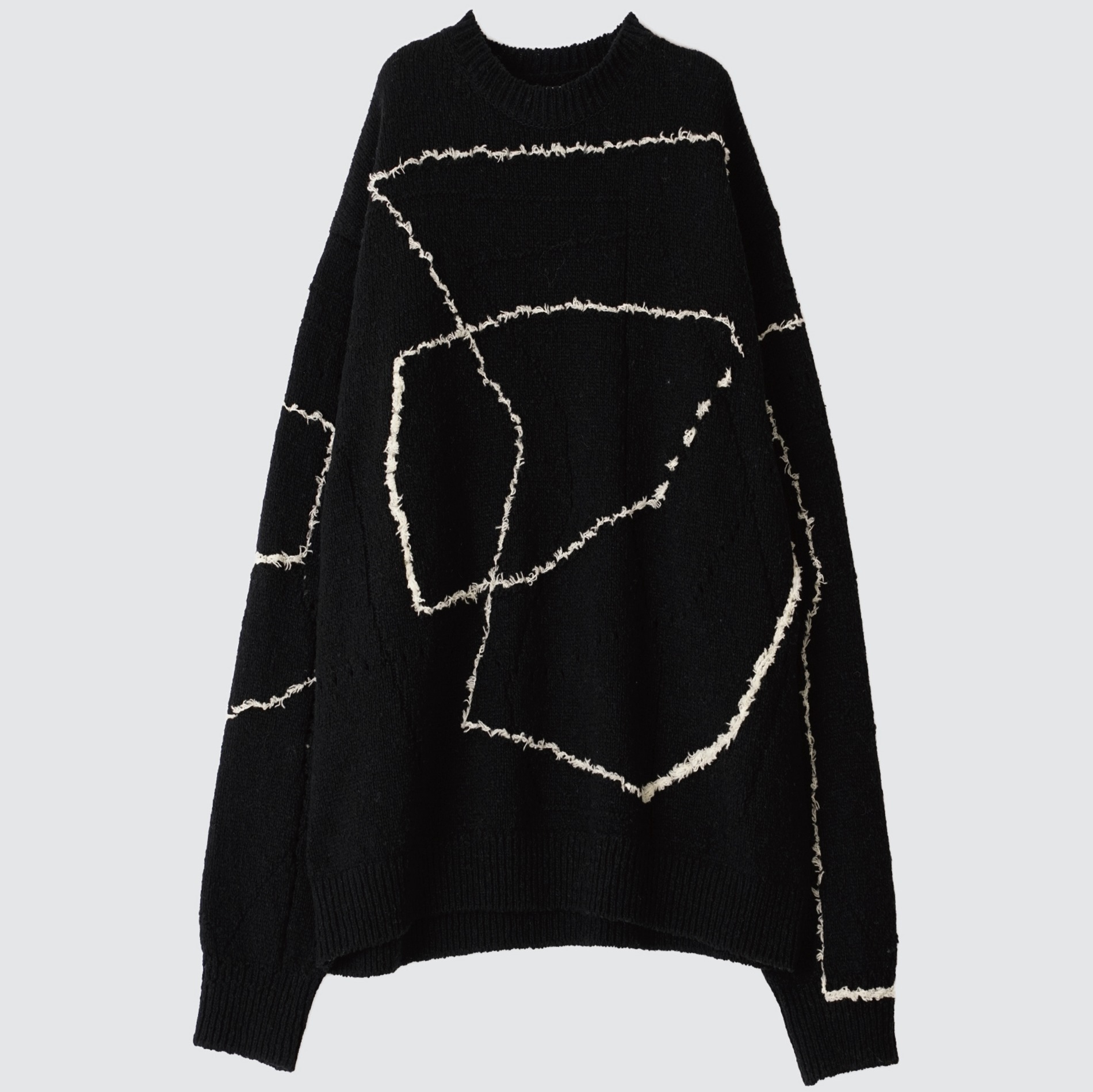 AW23 YOKE CONTINOUS LINE EMBROIDERY SWEATER BLACK