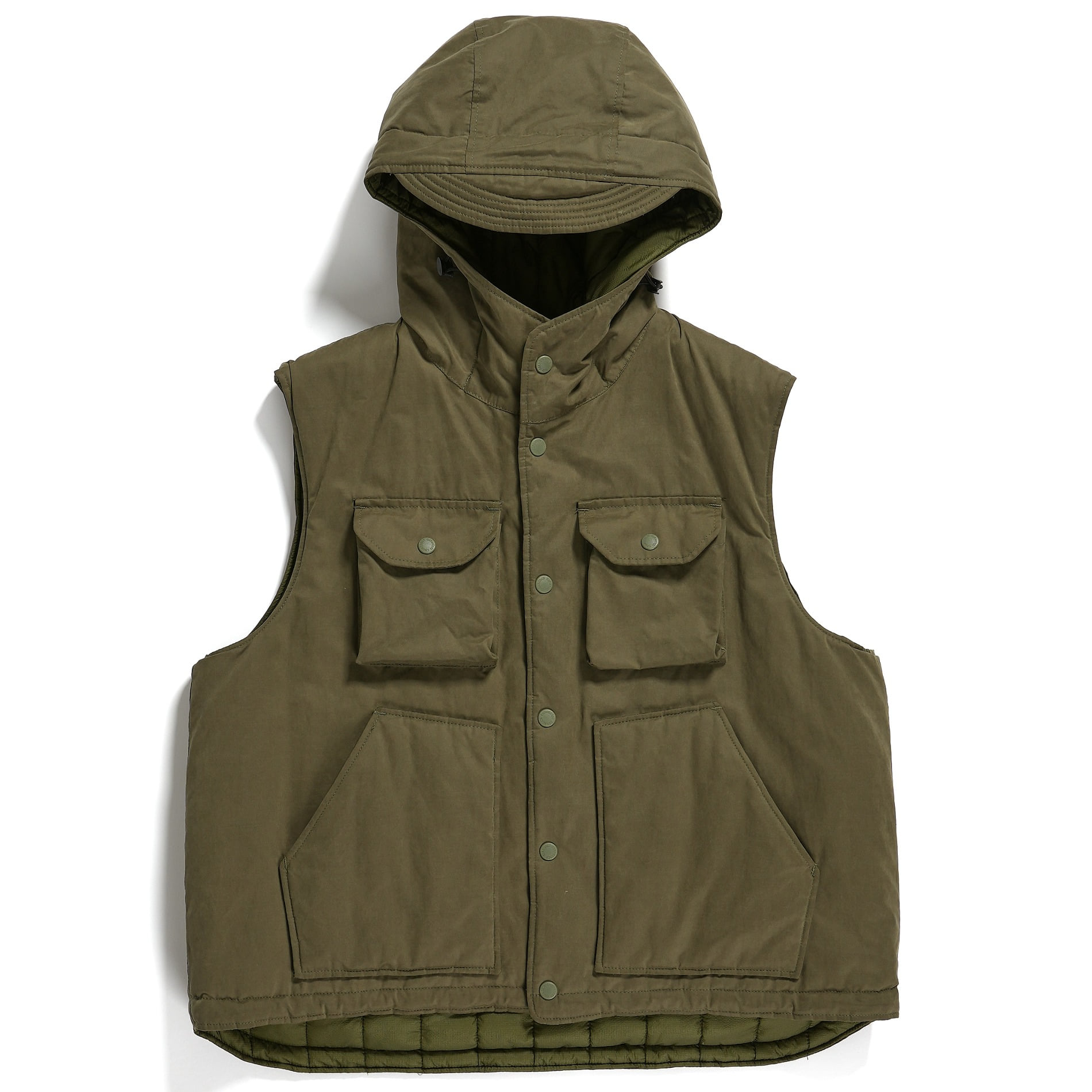 AW23 ENGINEERED GARMENTS FIELD VEST OLIVE PC COATED CLOTH