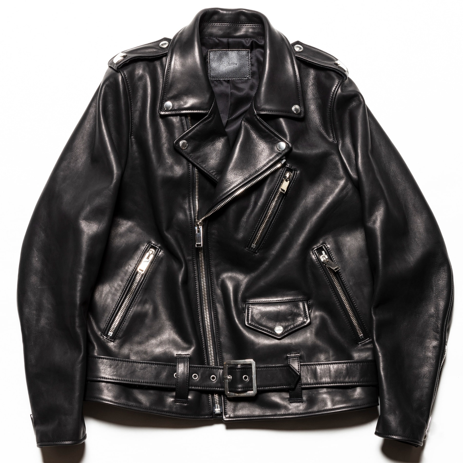 AW23 THE LETTERS MOTOCYCLE LEATHER JACKET COW HIDE BLACK